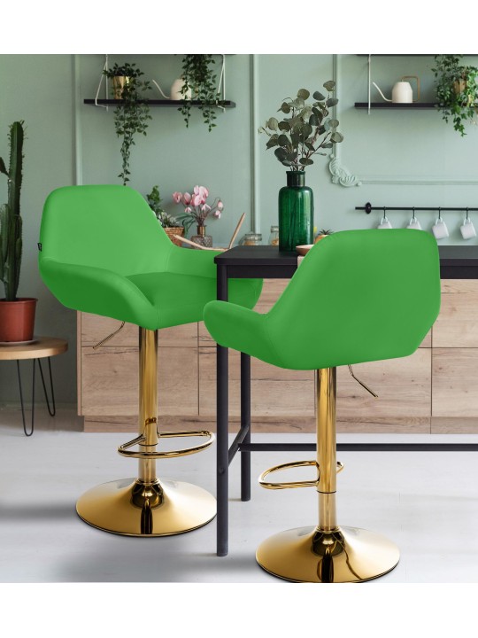Taburete de bar Braga Piel sintética dorada, verde