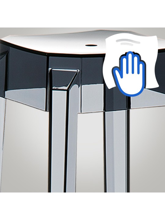 Juego de 2 taburetes de bar Fox, transparentes, negro