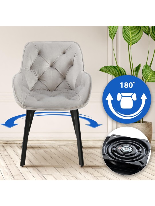 Silla de comedor Antigo terciopelo, gris