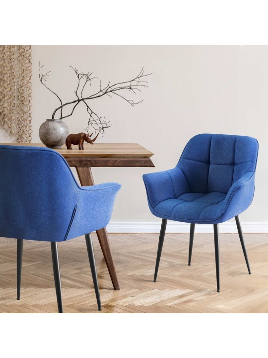 Silla de comedor tela Roseville, azul