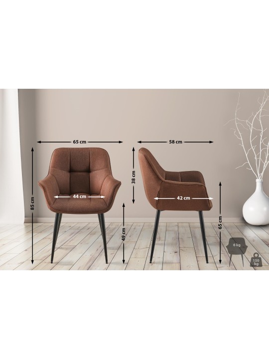 Silla de comedor tela Roseville, marrón
