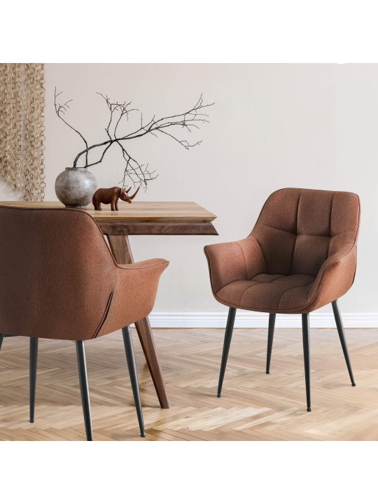 Silla de comedor tela Roseville, marrón