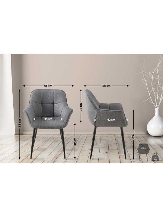 Silla de comedor tela Roseville, gris oscuro