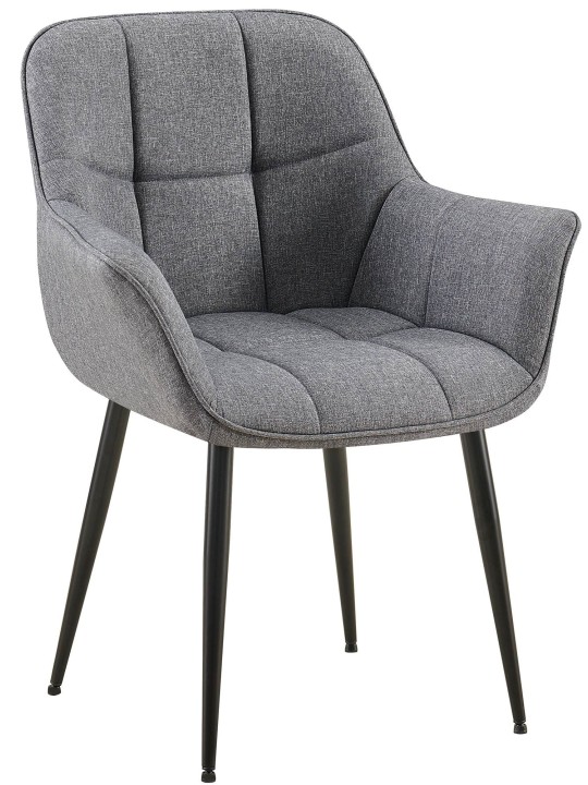 Silla de comedor tela Roseville, gris oscuro