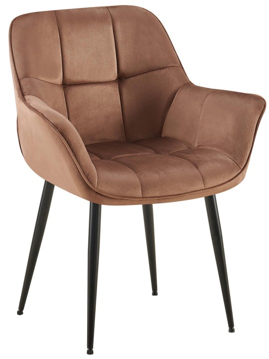 Silla de comedor de terciopelo Roseville, marrón Silla de comedor de terciopelo Roseville, marrón