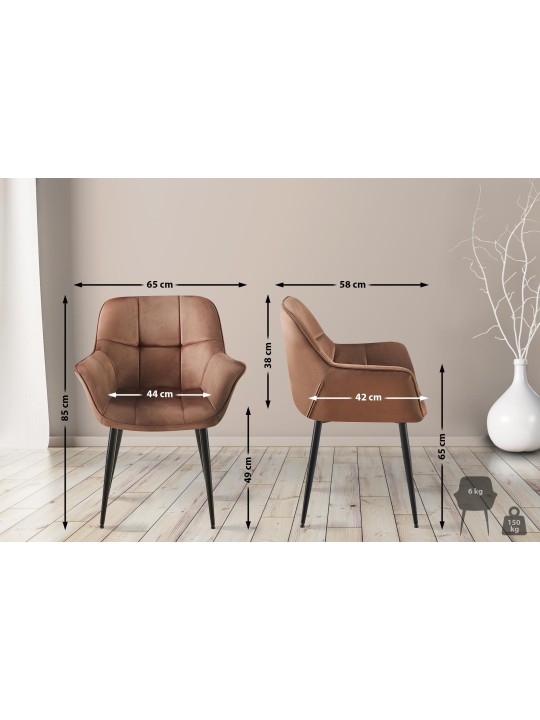 Silla de comedor de terciopelo Roseville, marrón Silla de comedor de terciopelo Roseville, marrón