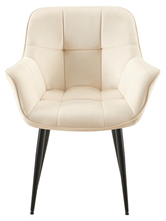 Silla de comedor de terciopelo Roseville, crema