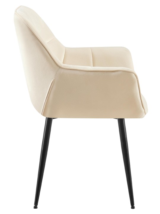 Silla de comedor de terciopelo Roseville, crema