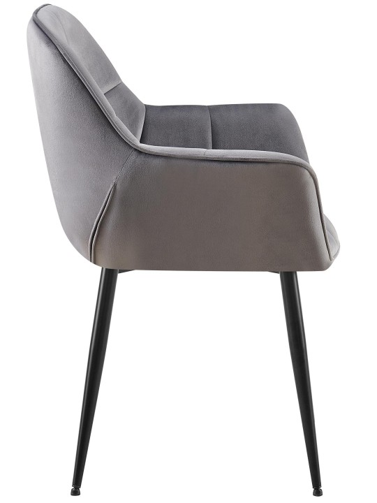 Silla de comedor de terciopelo Roseville, gris oscuro