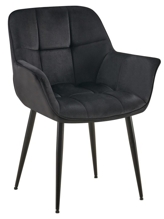 Silla de comedor de terciopelo Roseville, negro