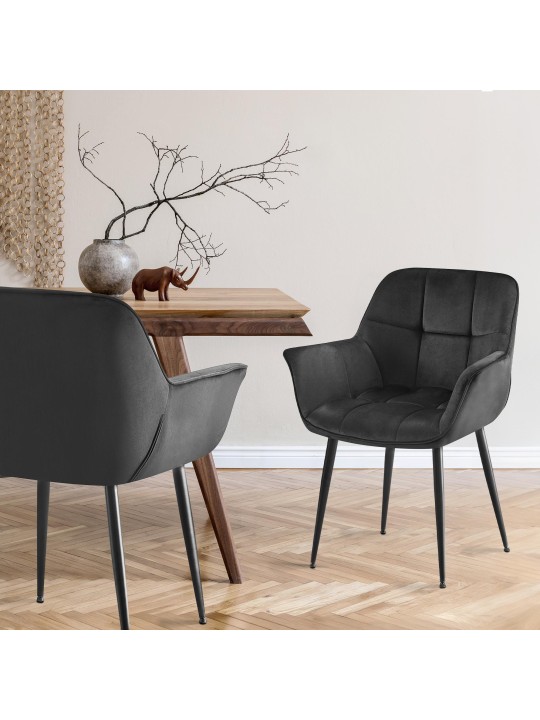 Silla de comedor de terciopelo Roseville, negro