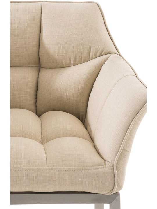 Taburete de bar Damaso E de tela con estructura de 4 pies, crema