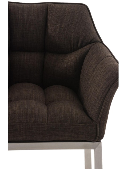 Taburete de bar Damaso E tela con estructura de 4 pies, marrón