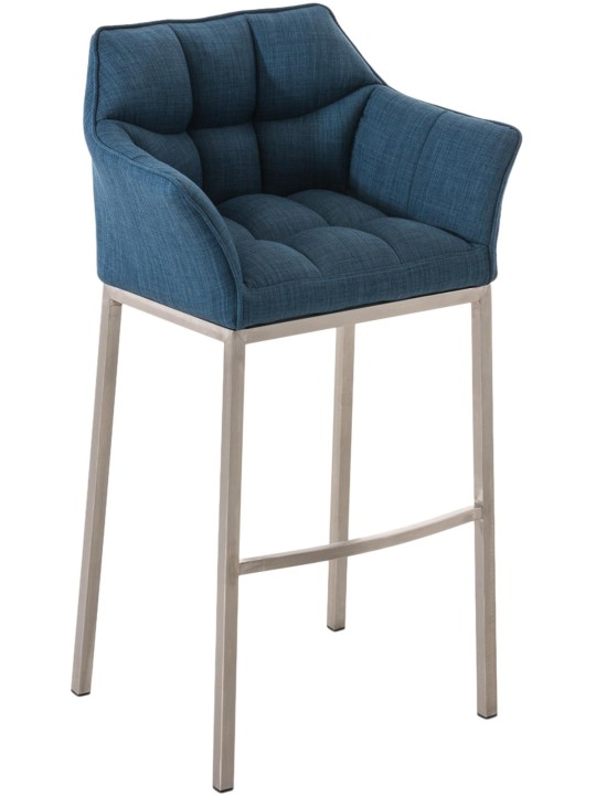 Taburete de bar Damaso E tela con estructura de 4 pies, azul Taburete de bar Damaso E tela con estructura de 4 pies, azul