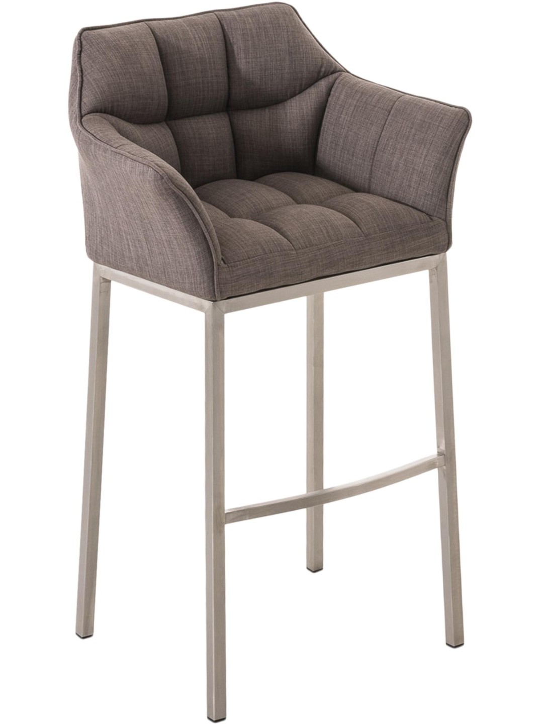 Taburete de bar Damaso E de tela con estructura de 4 pies, gris