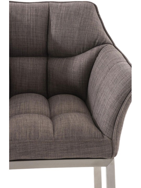 Taburete de bar Damaso E de tela con estructura de 4 pies, gris