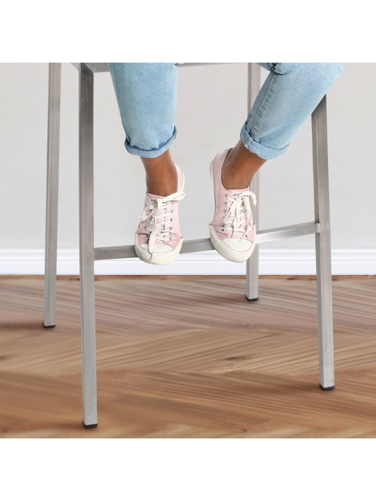 Taburete de bar Damaso E de tela con estructura de 4 pies, marrón tierra