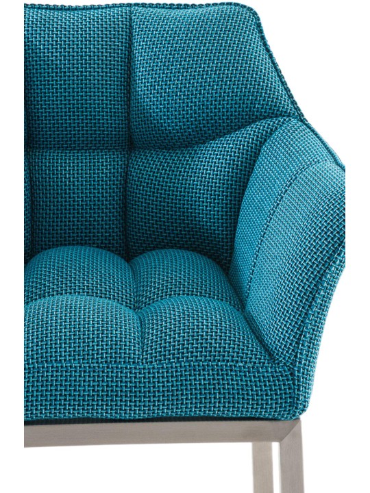 Taburete de bar Damaso E tela con estructura de 4 pies, turquesa Taburete de bar Damaso E tela con estructura de 4 pies, turquesa