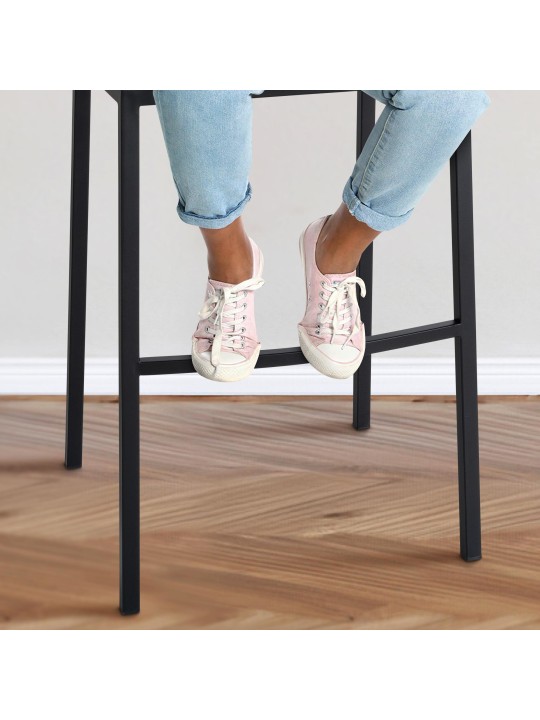 Taburete de bar Damaso B tela con estructura de 4 pies, marrón