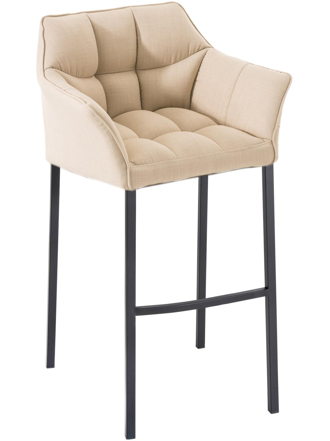 Taburete de bar Damaso B tela con estructura de 4 pies, crema