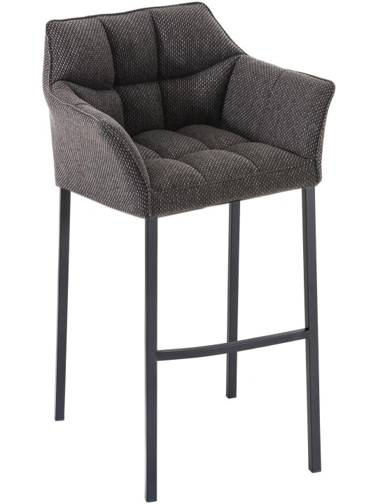 Taburete de bar Damaso B tela con estructura de 4 pies, gris titanio