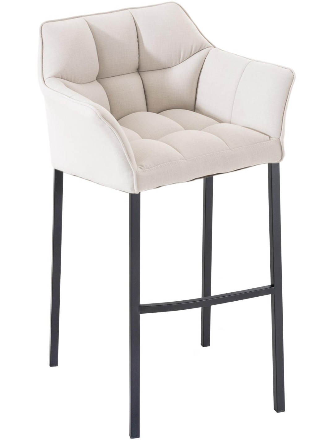 Taburete de bar Damaso B tela con estructura de 4 pies, blanco