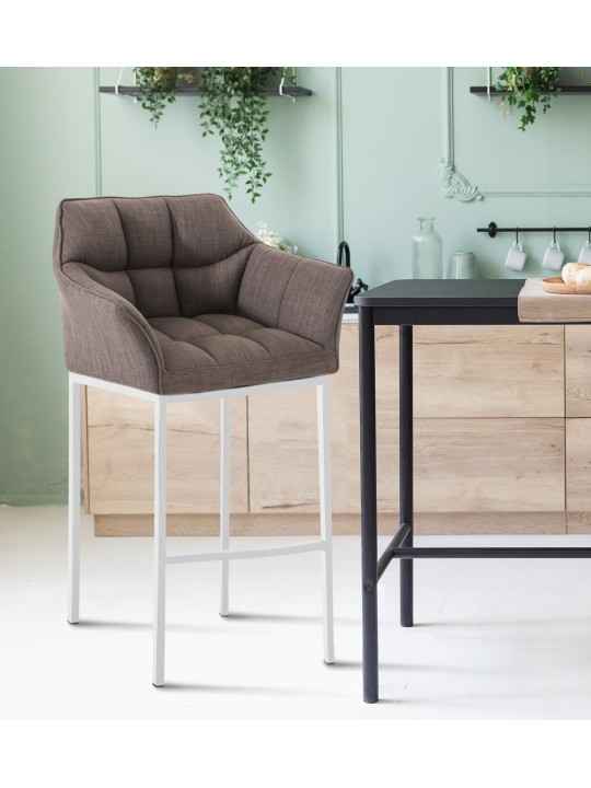 Taburete de bar Damaso W tela con estructura de 4 pies, gris