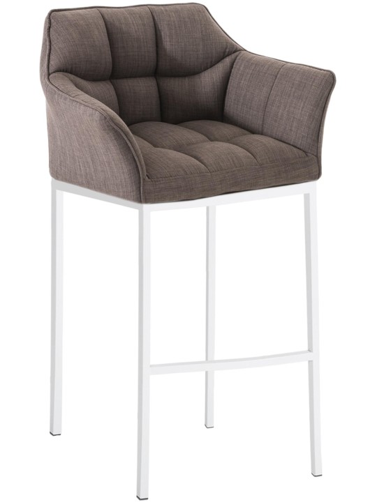 Taburete de bar Damaso W tela con estructura de 4 pies, gris