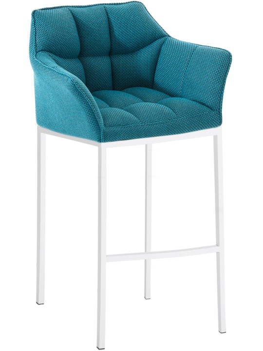 Taburete de bar Damaso W tela con estructura de 4 pies, turquesa