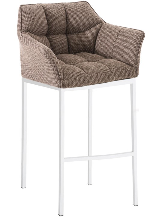 Taburete de bar Damaso W tela con estructura de 4 pies, marrón tierra