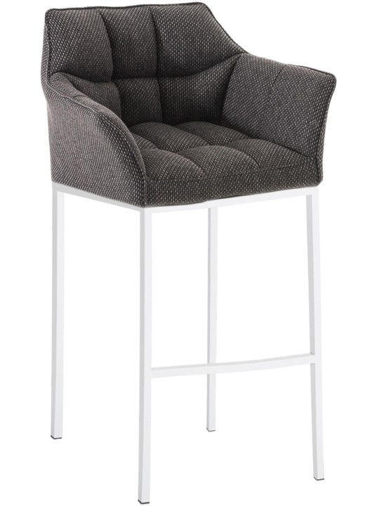 Taburete de bar Damaso W tela con estructura de 4 pies, gris titanio