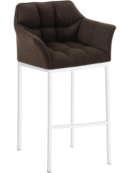 Taburete de bar tela Damaso con estructura de 4 pies, marrón