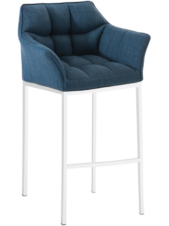 Taburete de bar tela Damaso con estructura de 4 pies, azul