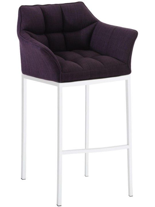 Taburete de bar tela Damaso con estructura de 4 pies, lila