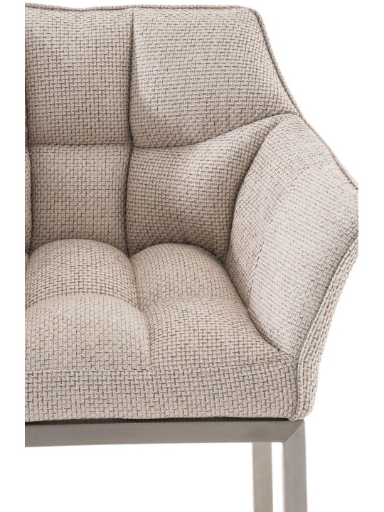 Taburete de bar Damaso E tela con estructura de 4 pies, marfil