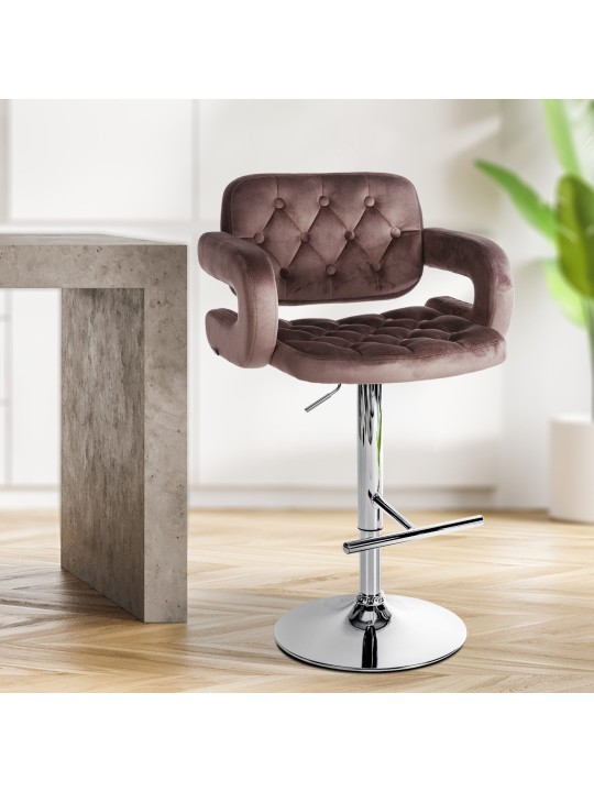 Taburete de bar Dublin terciopelo cromado, marrón