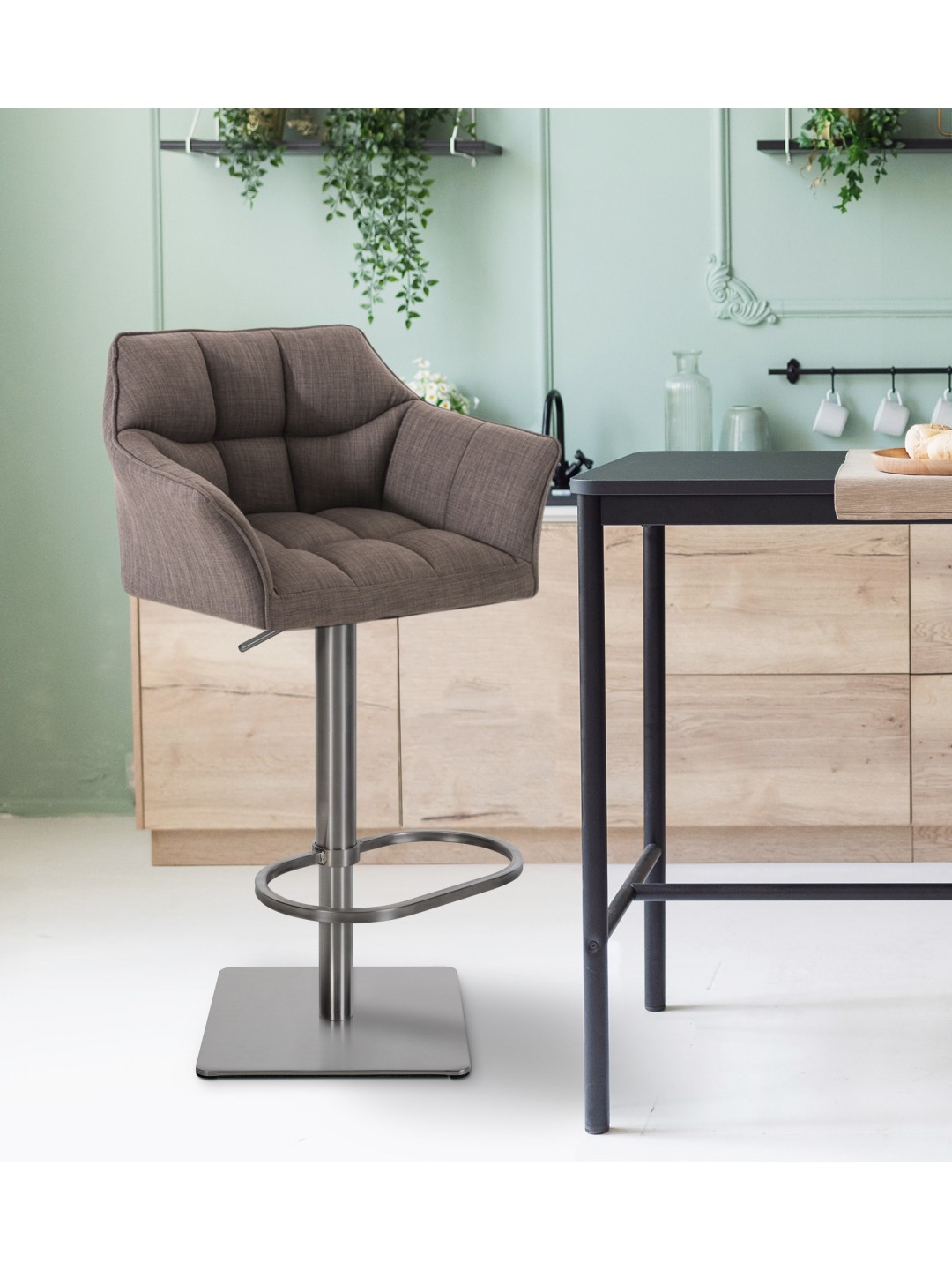 Taburete de bar Damaso E tejido, gris