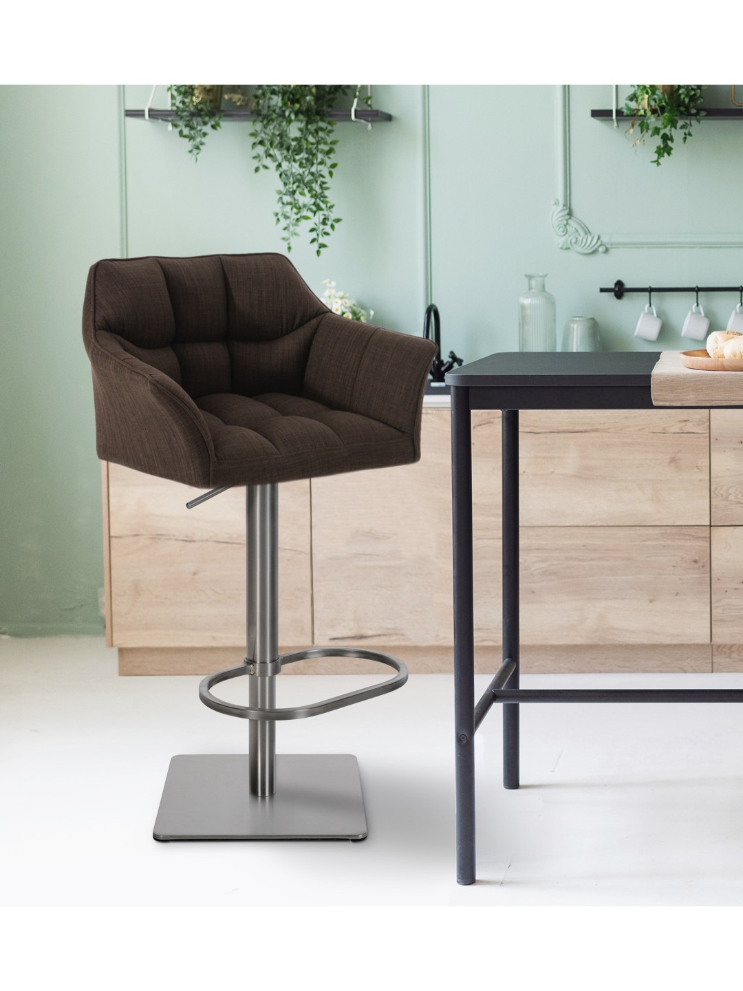 Taburete de bar Damaso E tejido, marrón