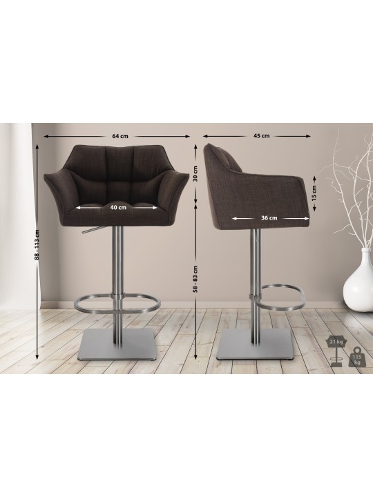 Taburete de bar Damaso E tejido, marrón