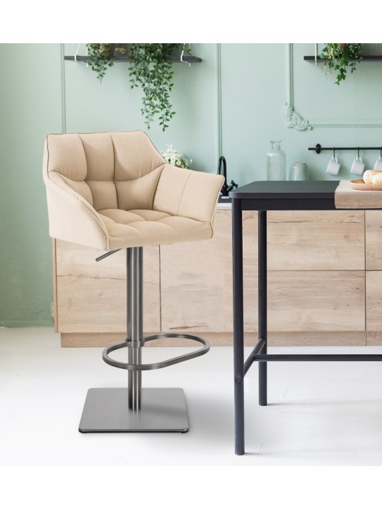 Taburete de bar Damaso E tejido, crema