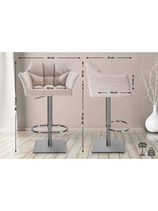 Taburete de bar Damaso E tejido, marfil