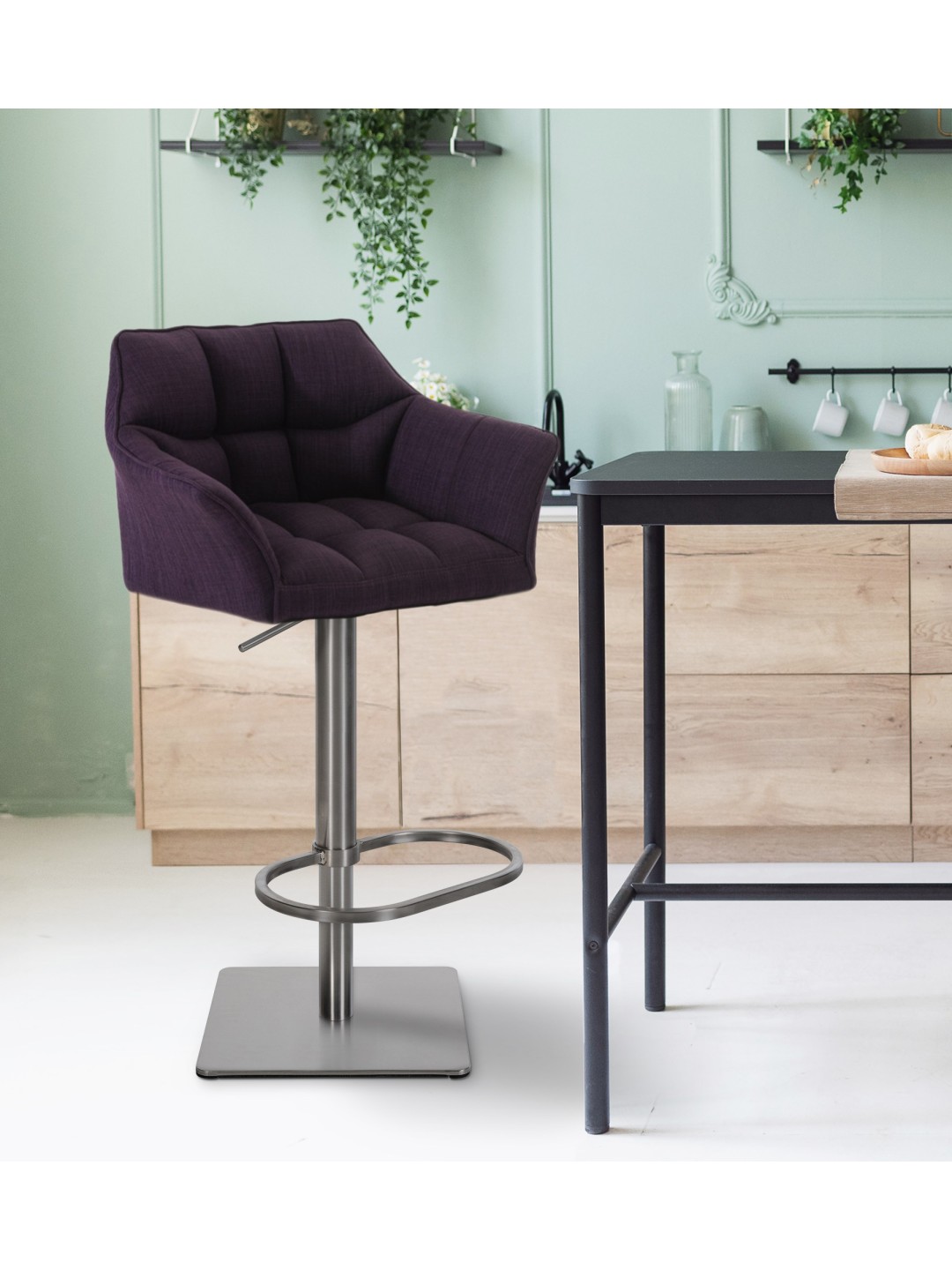 Taburete de bar Damaso E tejido, lila