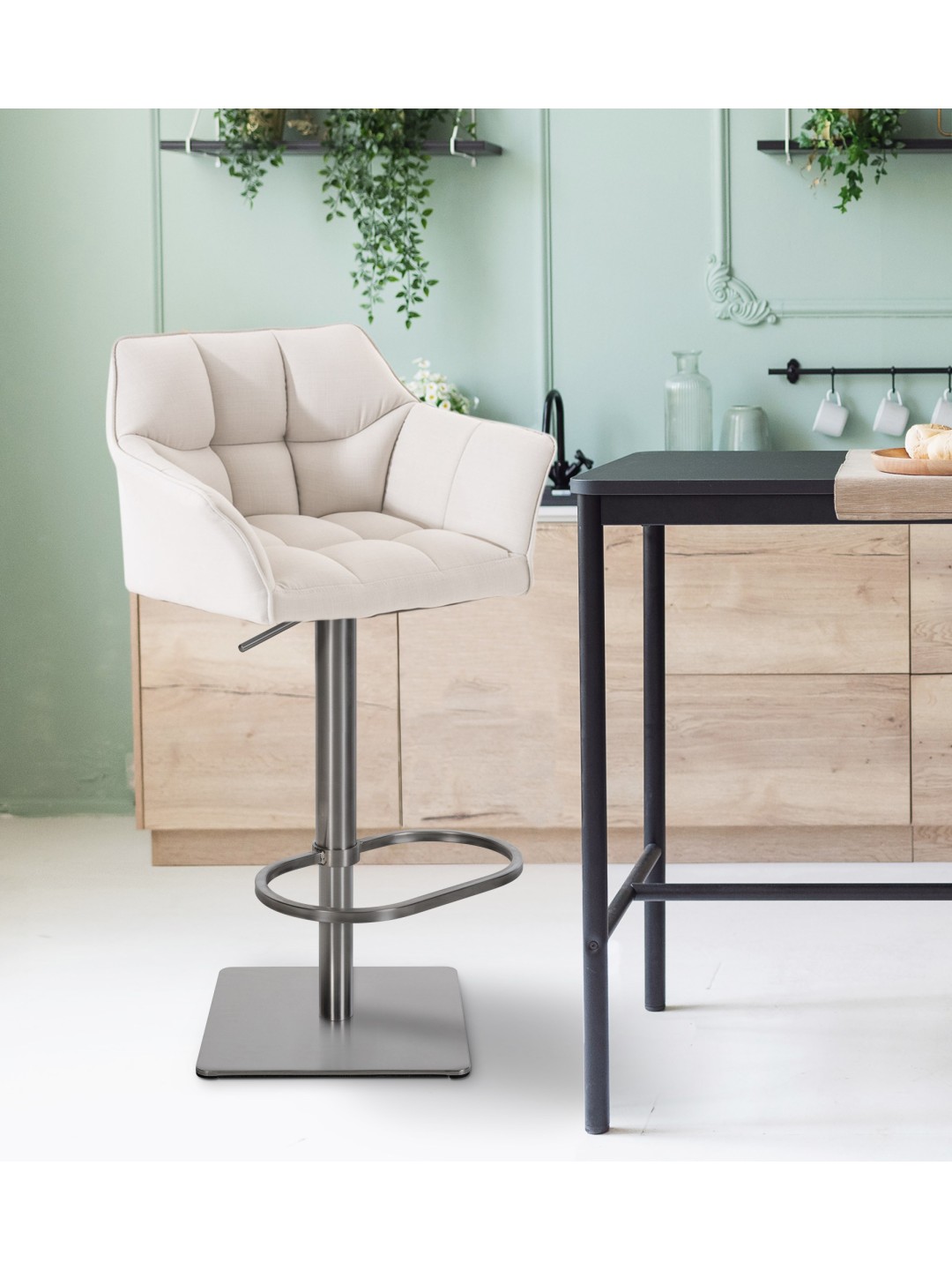 Taburete de bar Damaso E tejido, blanco