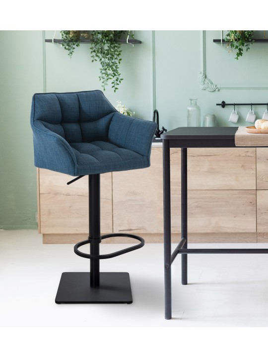 Taburete de bar Damaso B tela, azul