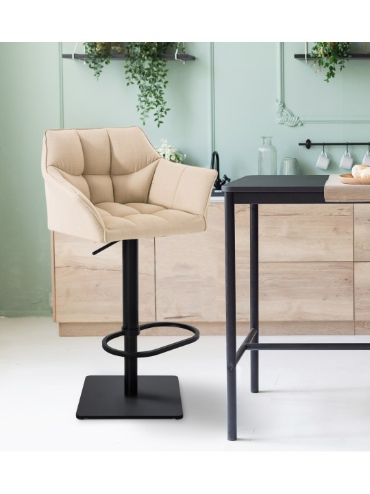 Taburete de bar Damaso B tela, crema