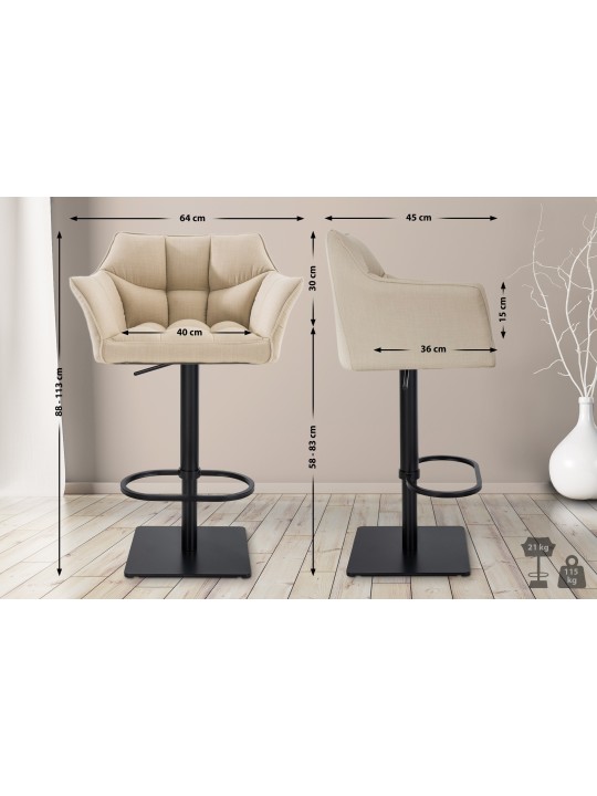 Taburete de bar Damaso B tela, crema