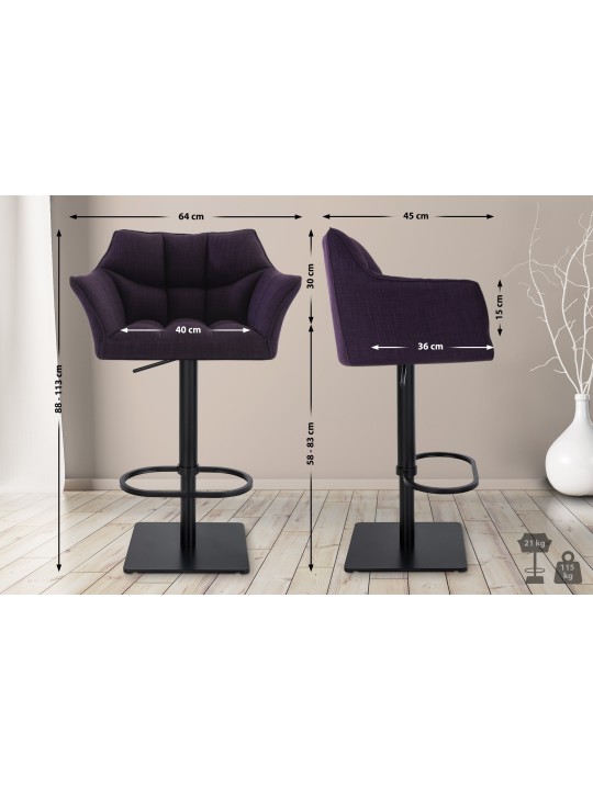 Taburete de bar Damaso B tela, lila