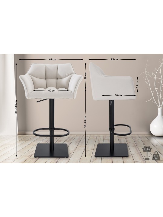 Taburete de bar Damaso B tela, blanco Taburete de bar Damaso B tela, blanco