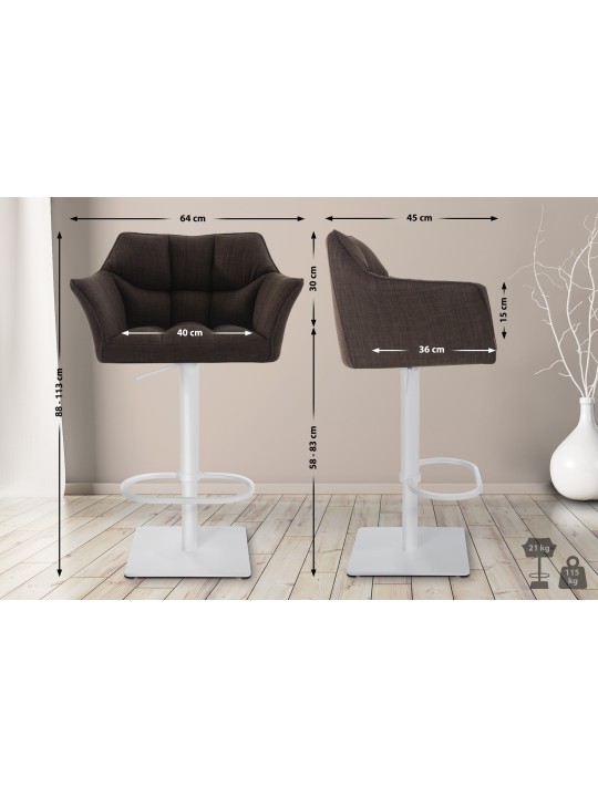 Taburete de bar Damaso W tela, marrón Taburete de bar Damaso W tela, marrón