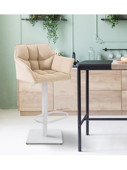 Taburete de bar Damaso W tela, crema Taburete de bar Damaso W tela, crema